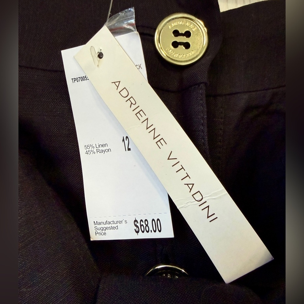 Adrienne Vittadini Black Linen Blend Utility Button Skirt Size 12 NWT - Picture 3 of 5